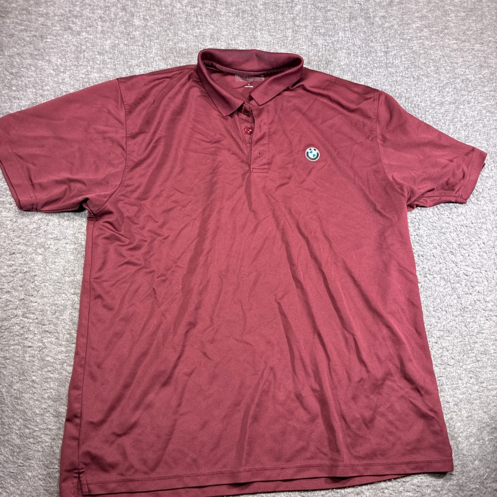 Vintage Vansport BMW Polo Shirt Mens XL Maroon Short Sleeve Embroidered Logo